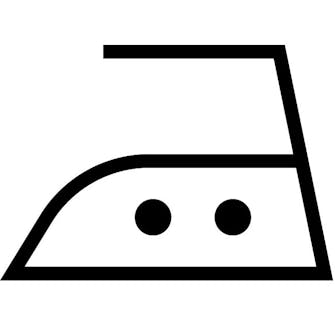 Kan strykes på middels varme Vaskemerket med to prikker midt på strykejernet betyr at plagget kan strykes på middels varme.